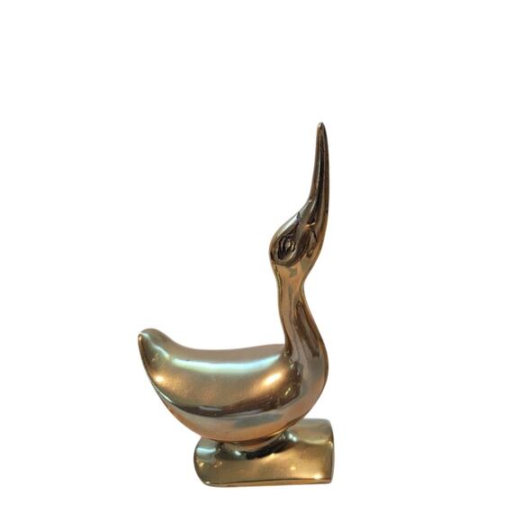 Vintage Brass Ducks Geese Bookends Lucky Heads Up Sculptures Weighted - Picture 5 of 10